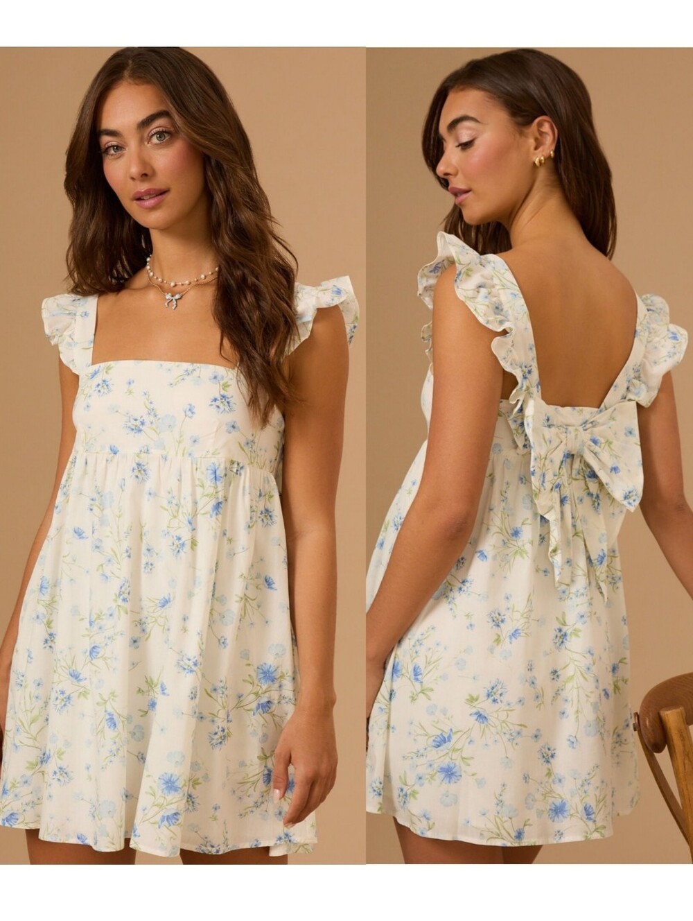 Altar'd State Galia Mini Floral Dress Back Bow Size XL